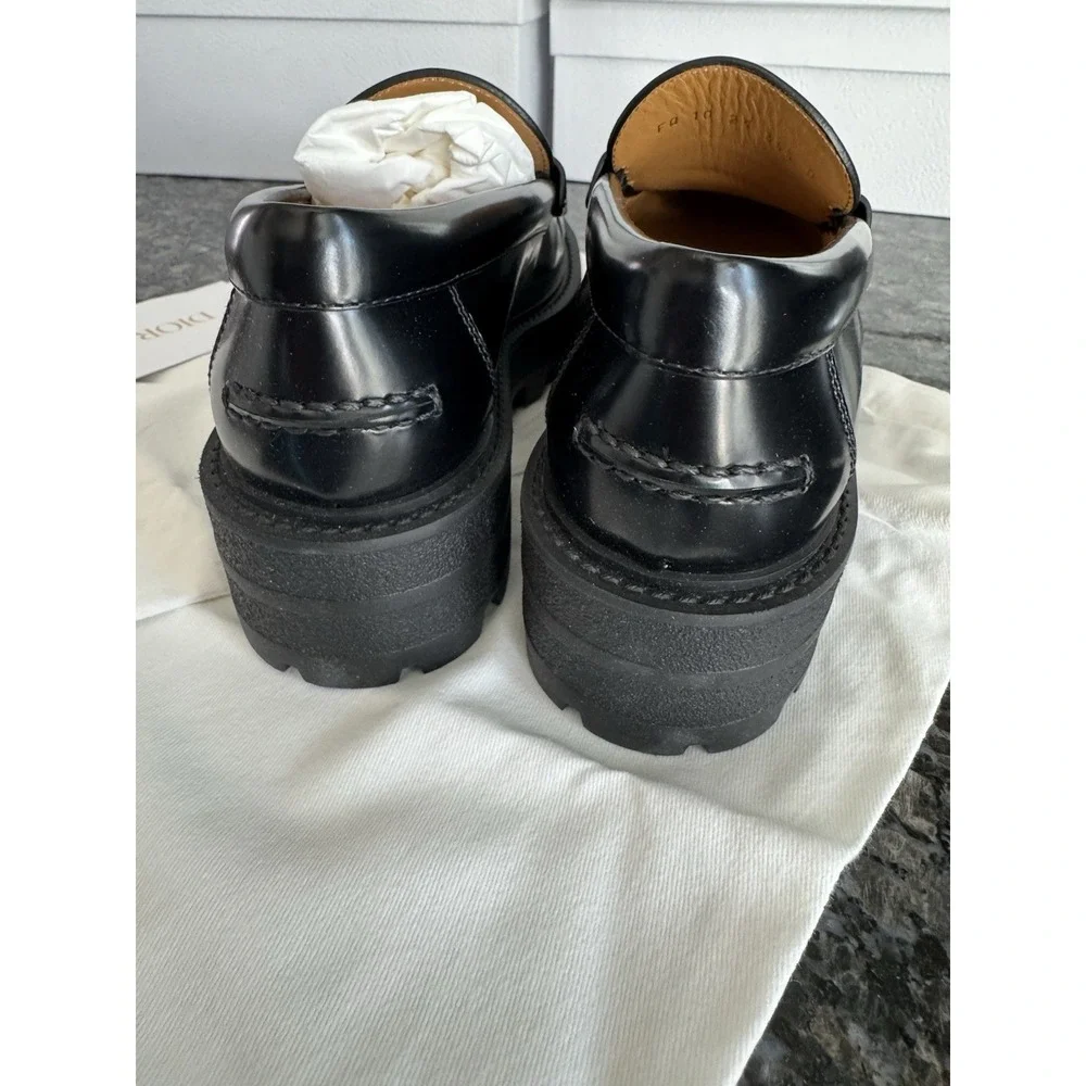 Dior Boy Platform Loafer $1150 Black Leather Dress Lug Shoes. NWB Sz 35.5 US 5.5 - Picture 9 of 16